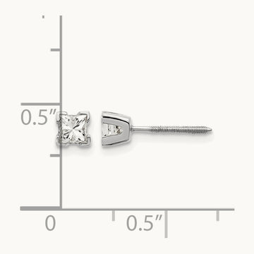 AA Quality Complete Princess Cut Diamond Earrings, 14K White Gold