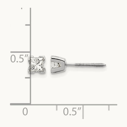 AA Quality Complete Princess Cut Diamond Earrings, 14K White Gold