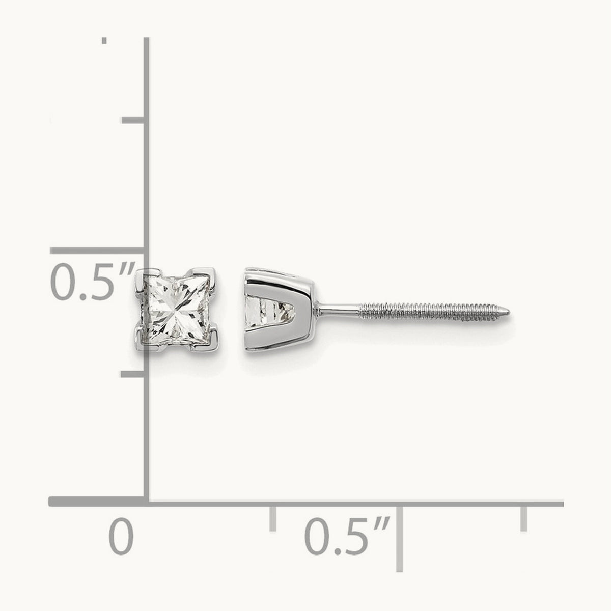 AA Quality Complete Princess Cut Diamond Earrings, 14K White Gold