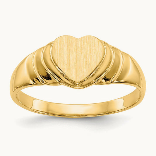 6.75x6. Closed Back Children's Heart Signet Ring, 75mm, 14K
