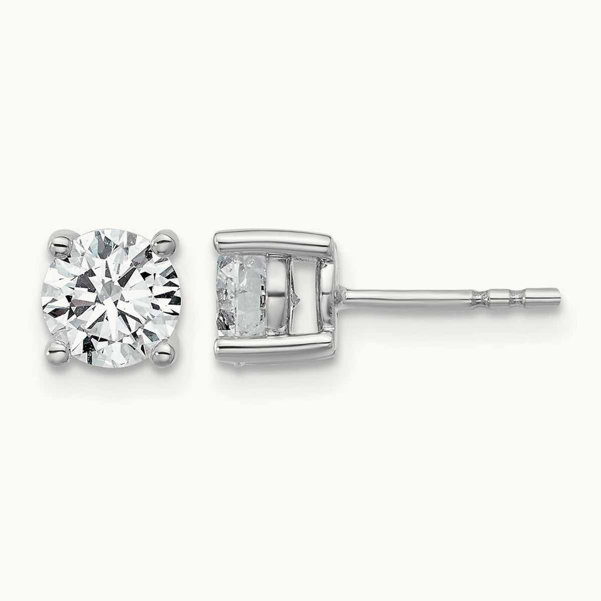 Round Lightweight Earrings, 0.25-6.00 ct tw Lab-Grown Diamond — 1 1/2 ct, 14K White Gold