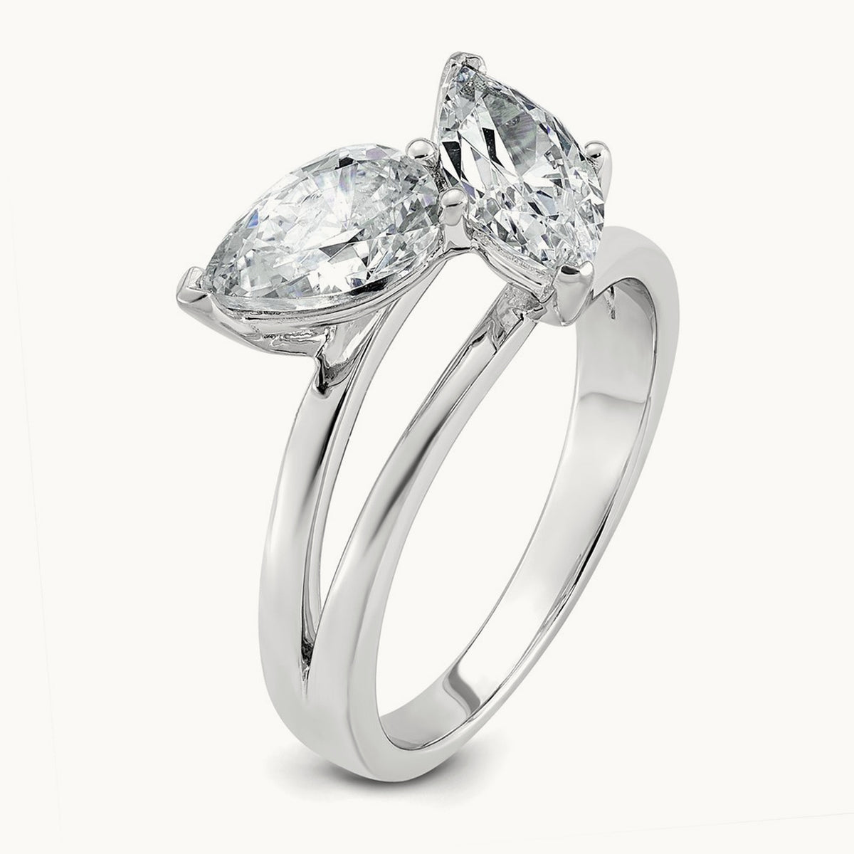 Marquise & Pear 2 Stone Engagement Ring, 2.00 ct tw Lab-Grown Diamond — 14K White Gold