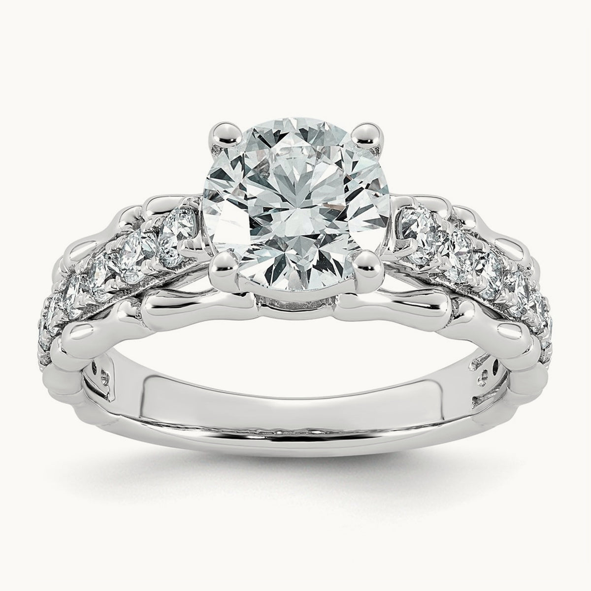 Round Center Ring, 2-4 ct Lab-Grown Diamond