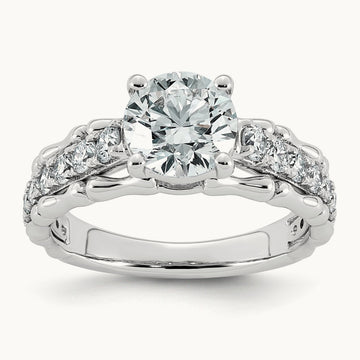 Round Center Ring, 2-4 ct Lab-Grown Diamond