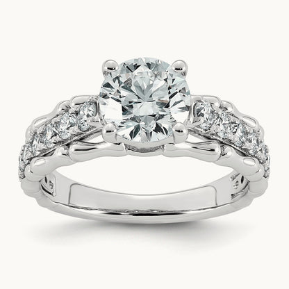 Round Center Ring, 2-4 ct Lab-Grown Diamond