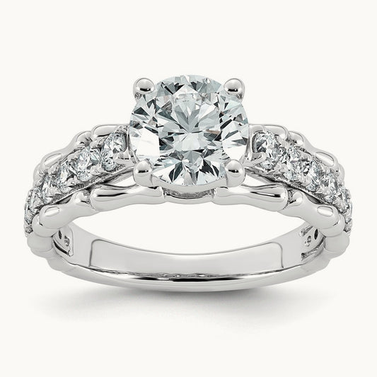 Round Center Ring, 2-4 ct Lab-Grown Diamond