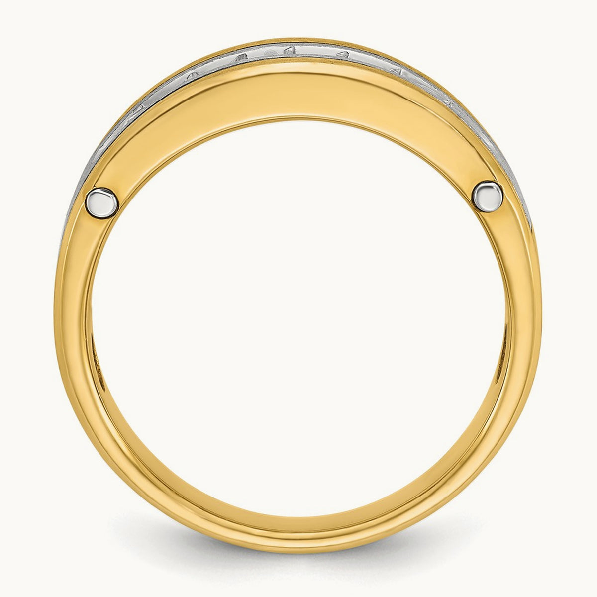Men's Polished Satin & Grooved Diamond Ring — IBGoodman — photo set