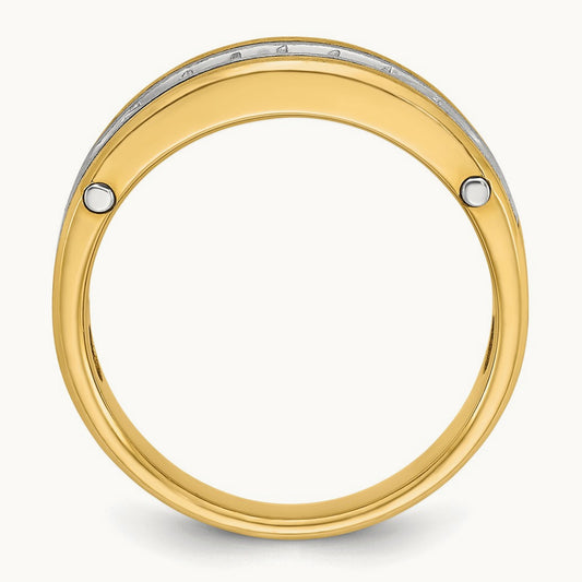 Men's Polished Satin & Grooved Diamond Ring — IBGoodman — photo set
