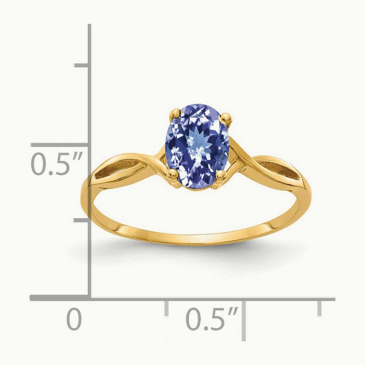 7x5mm Oval Tanzanite ring, 14K
