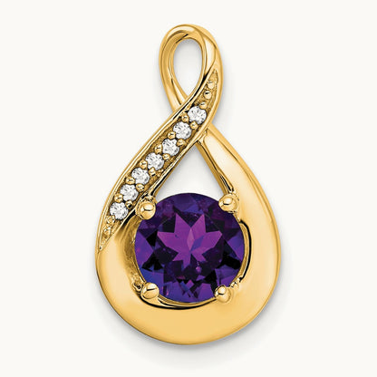 Amethyst and Diamond Pendant — 14K Yellow Gold