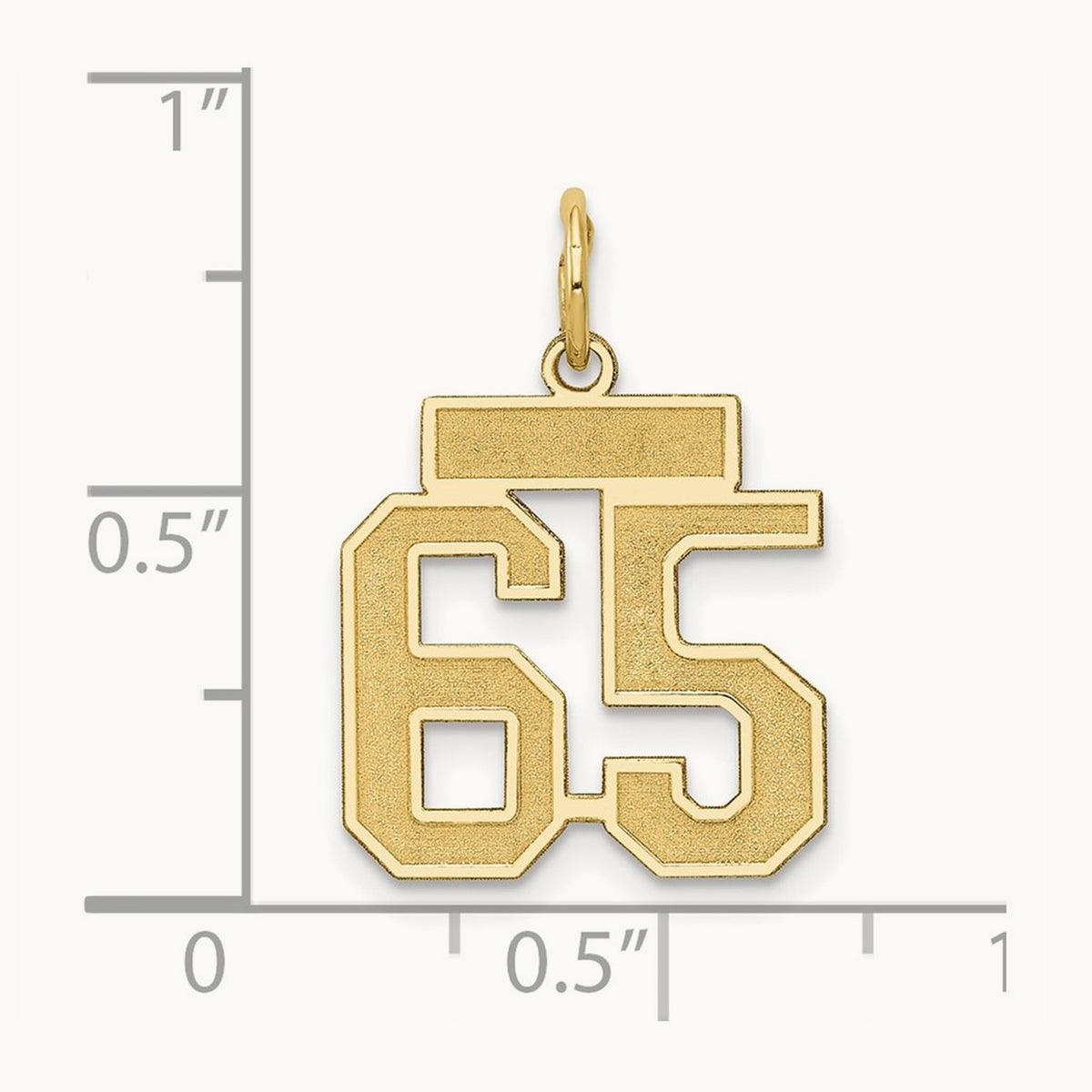 Small Satin Number 65 Charm, 14K