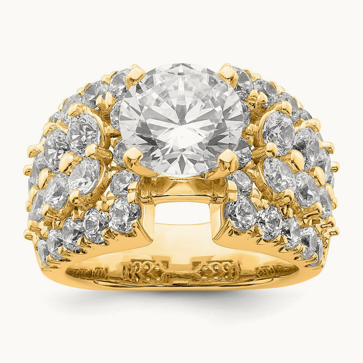 Round Engagement Ring, 6.25 ct tw Lab-Grown Diamond — 14K Yellow Gold