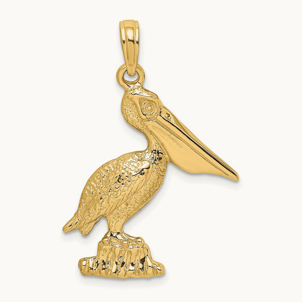 Standing Pelican Charm — 14K Yellow Gold
