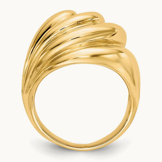 Polished Swirl Dome Ring, 14K