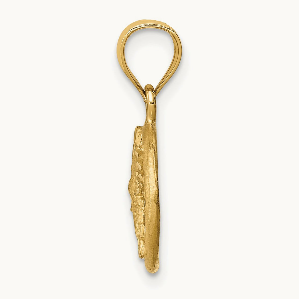 D/C Brushed Hummingbird Pendant, 14K