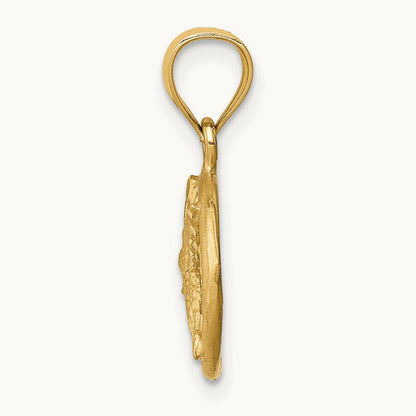 D/C Brushed Hummingbird Pendant, 14K