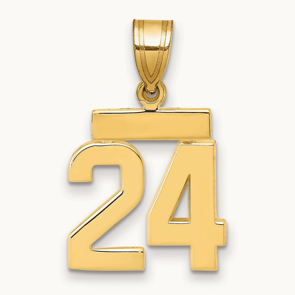 Small Polished Number 24 Charm, 14K