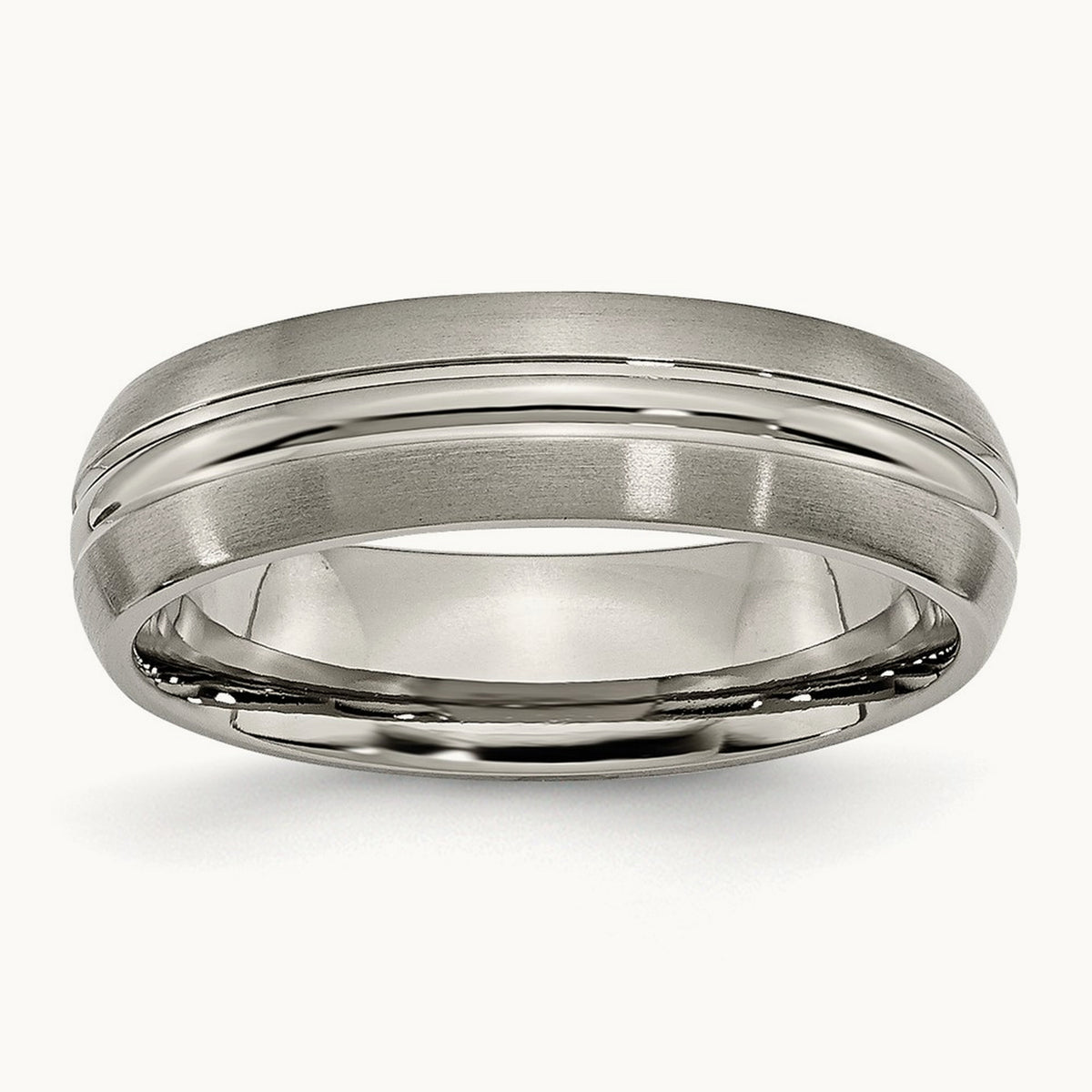 Brushed Center Grooved Band, 6mm, Titanium