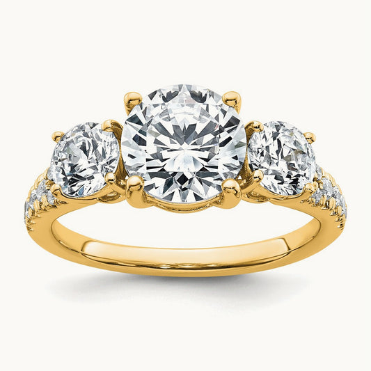 3 Stone Oval Ring — 14K Yellow Gold, 7
