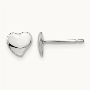 Polished Heart Post Earrings, 14K White