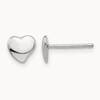 Polished Heart Post Earrings, 14K White