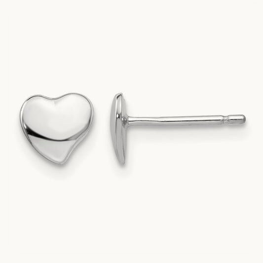 Polished Heart Post Earrings, 14K White