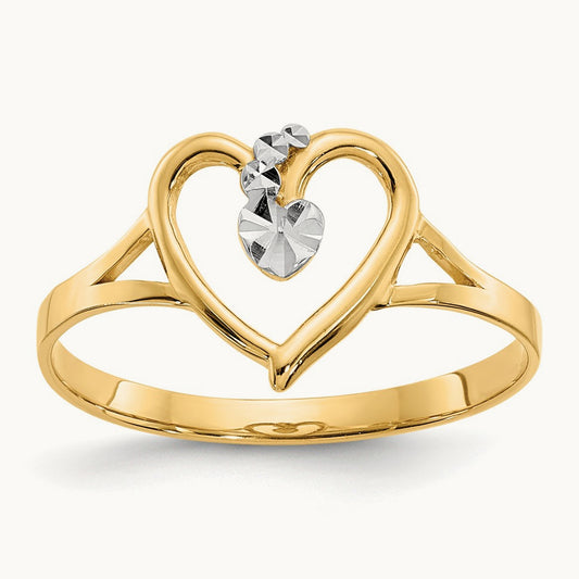 Polished Heart Ring, 14K with White Rhodium