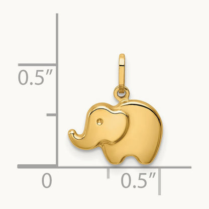 Polished Elephant Charm, 14K