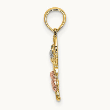 Flowers Charm, 14K Two-tone with White Rhodium