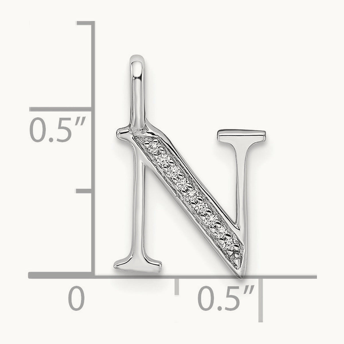 Diamond Letter N Initial Pendant, 14K White Gold