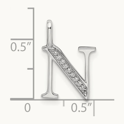 Diamond Letter N Initial Pendant, 14K White Gold