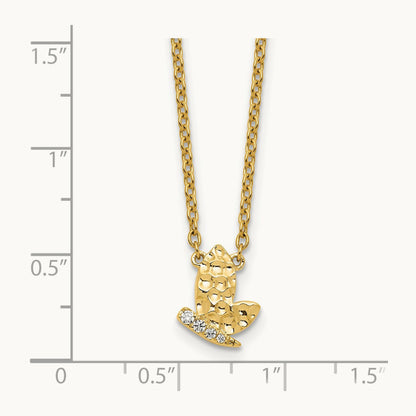 Polished and Hammered Diamond Butterfly Necklace, 14K