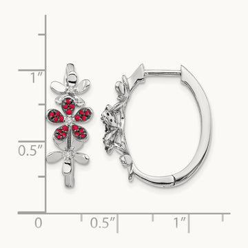 Diamond and Ruby Earrings, 14K White Gold