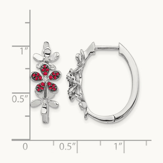 Diamond and Ruby Earrings, 14K White Gold