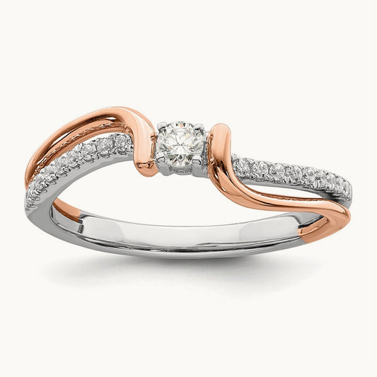 First Promise Diamond Complete Promise Ring, 14K White with Rose Gold