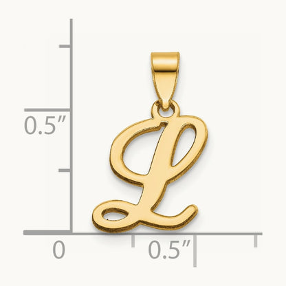 Script Letter L Initial Pendant, 14K Yellow Gold