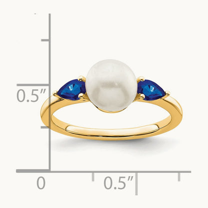 FWC Pearl and Sapphire Ring, 14K White Gold