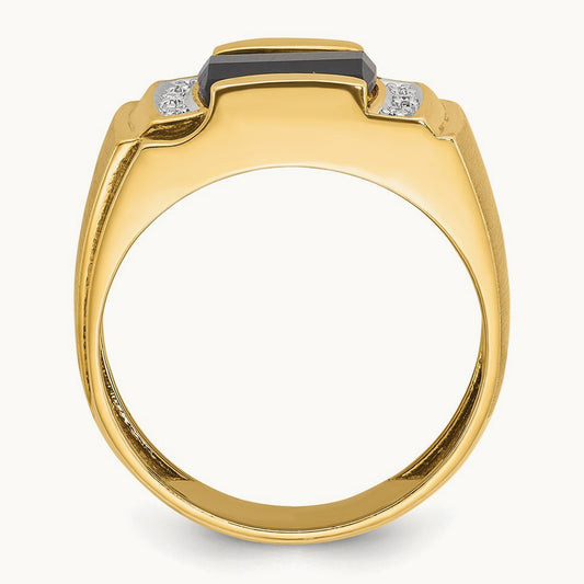 Men's Satin Onyx and Diamond Complete Ring — IBGoodman — photo set