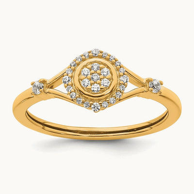 Complete Diamond Round Cluster Halo Engagement Ring, 3.3mm thick — 14K Yellow Gold