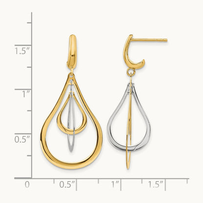 Polished Post Dangle Earrings, 14K Two-tone — Leslie's