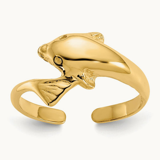 Dolphin Toe Ring, 14K