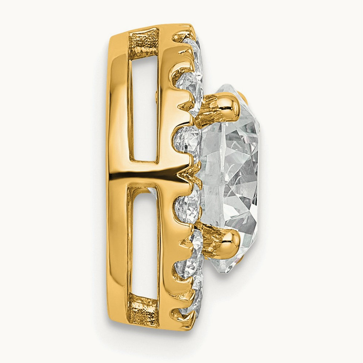 Round Halo Chain Slide Pendant, 0.25-5.00 ct tw Lab-Grown Diamond — 3 3/4 ct, 14K Yellow Gold