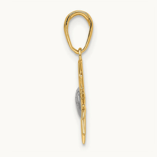 & White Rhodium D/C Sun Pendant, 14K