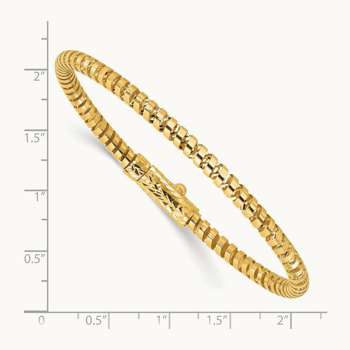 Polished and Diamond-cut Fancy Spiral Bangle, 14K