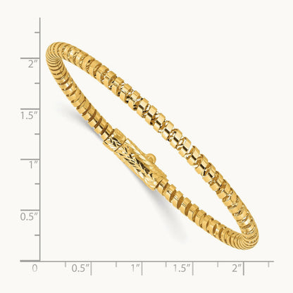 Polished and Diamond-cut Fancy Spiral Bangle, 14K
