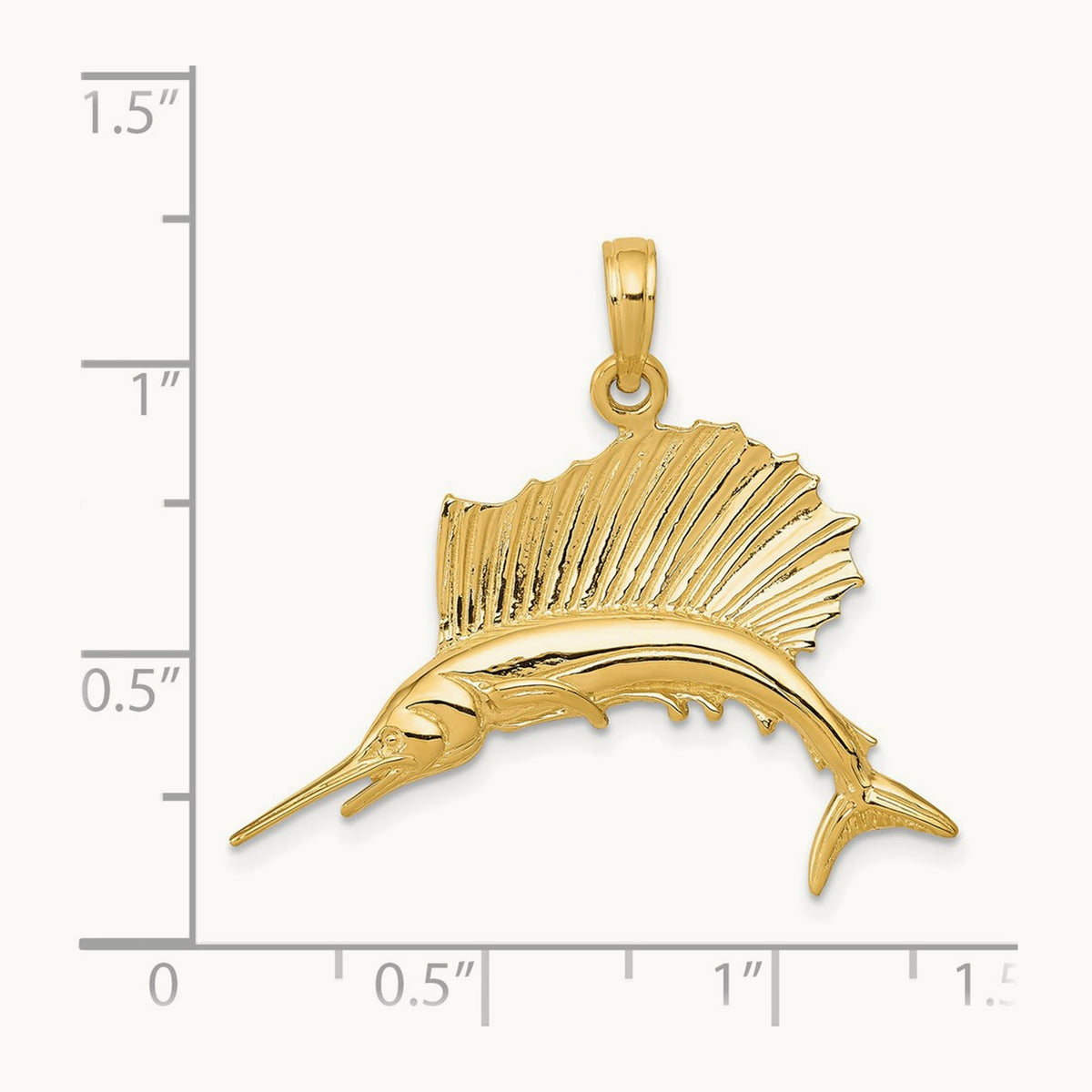 Polished Sailfish Pendant — 29mm