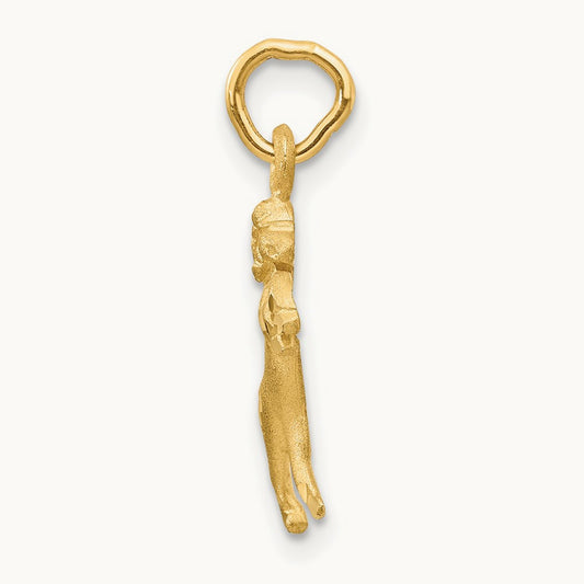 Satin Diamond-cut Aries Zodiac Charm, 14K