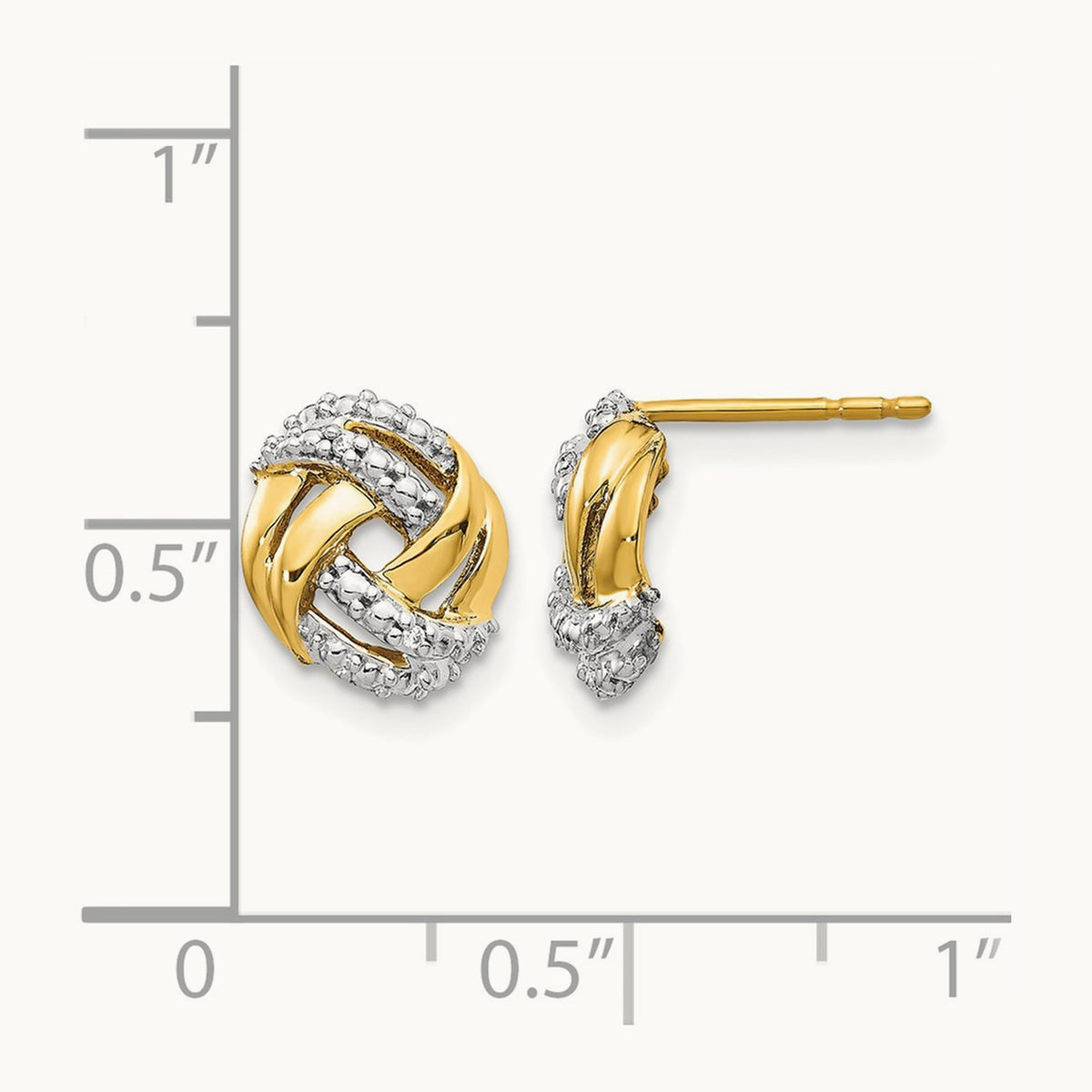 Diamond w/Rhodium Accents Round Post Earrings, 14K