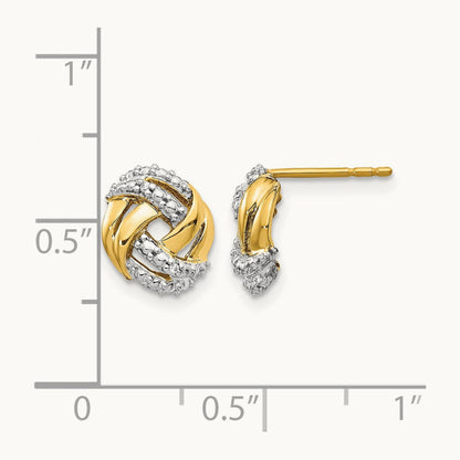 Diamond w/Rhodium Accents Round Post Earrings, 14K