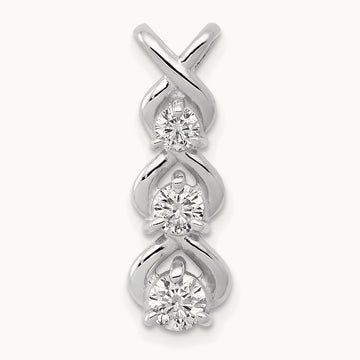 AA Diamond 3 Stone Criss-Cross Chain Slide, 14K White Gold